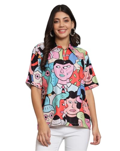 Image of FUNDAY FASHION Women's Crepe Loose Fit Wear Boxy Fit Printed Casual Shirt