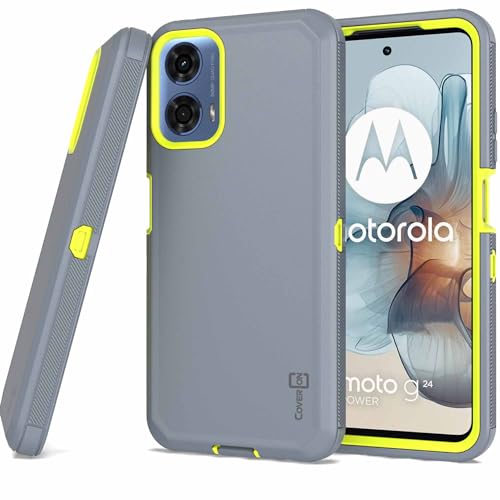 Coveron C290-CO-MOGPOWER5G2024-HY48-GY Rugged Designed For Motorola Moto G Power 5G 2024 Case, Heavy Duty Military Grade A Hybrid Etched Grip Rigid Hard Plastic Cover Fit Moto G Power 5G (2024) Phone Case cover