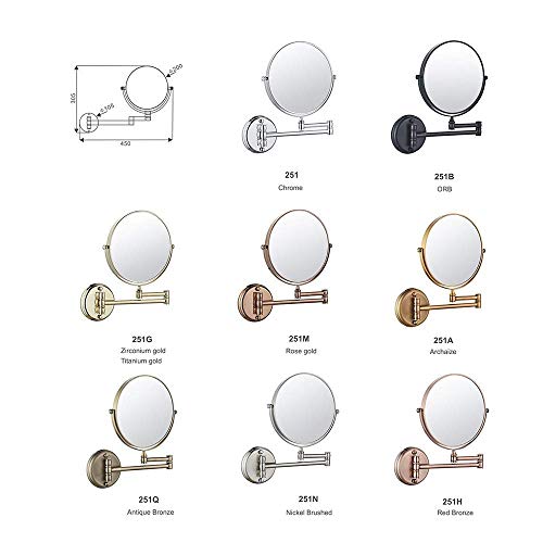Miroir cosmétique mural double face en finition chromée de 6 pouces - 5