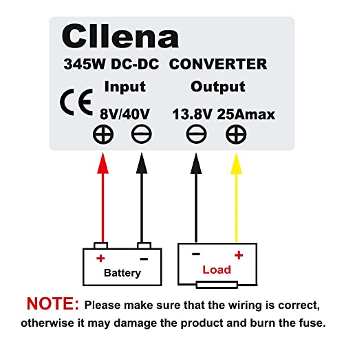 Image of DC 8V-40V to 13.8V 25A Automatic Buck Boost Converter Step Down /Up Regulator Voltage Reducer Converter Waterproof Regulated DC Power Supply for Golf Cart Club Car LED Light