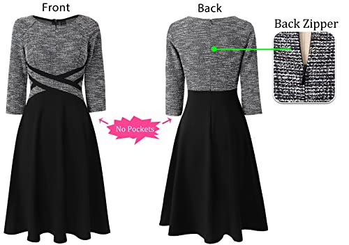 Image of VFSHOW Womens Front Zipper Work Business Casual Office Church A Line Dress