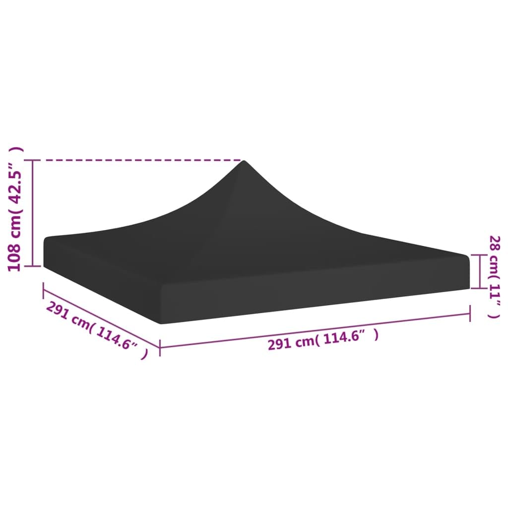 vidaXL Techo para carpa para fiestas, 3 x 3 m, negro, 270 g/m²