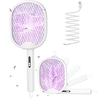 WOCVRYY Elektrische Fliegenklatsche Extra Stark 4000V 1800mAh 3 in 1 Akku Aufladbar Elektro Mückenklatsche mit Type C Wiederaufladbarer LED-Licht Fly Fliegen Killer Zusammenklappbar für Indoor Gärten