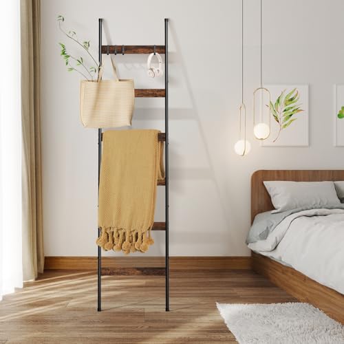 Échelle de couverture en bois marron rustique ELYKEN, support de maison