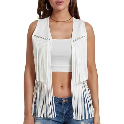 Gaono Women's Vintage Fringe Vest Cover