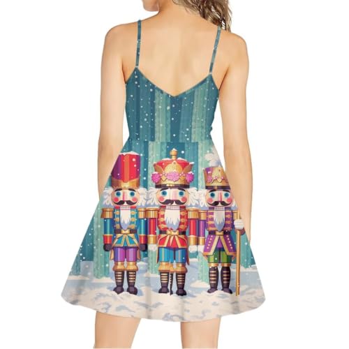 Image of Women's Spaghetti Strap Dress Summer Casual Swing Sundress Girls Beachwear Swing Mini Dress