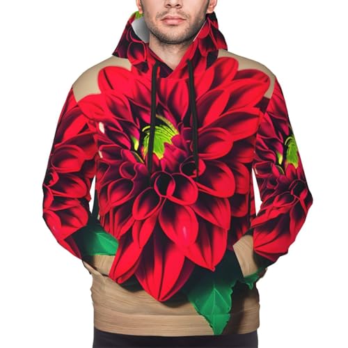 Pull à capuche rétro homme dahlia rouge vêtement décontracté saisons