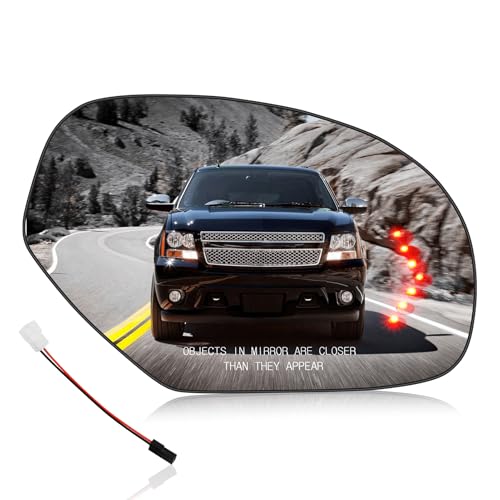 Hurotoms Passenger Side Mirrors Glass for Chevy Avalanche Silverado Suburban Tahoe / GMC Sierra Yukon / Cadillac Escalade 2007 - 2014 Heated Mirror with Back Plate Replacement for GM1325138