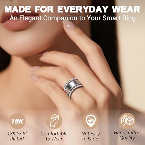 18K Gold Plated Stacking Rings for Oura Ring, Rhinestone Diamond Style, Smart Health Ring Accessories for Women4