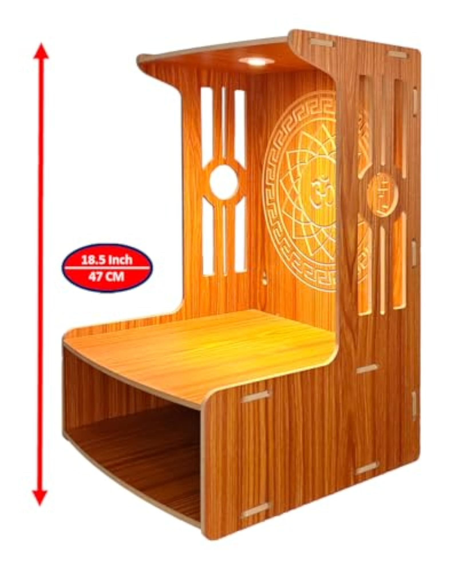 Wooden Puja Mandir with LED Light for Home