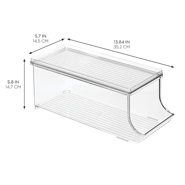 iDesign Soda Can Organizer with Lid for Pantry or Refrigerator - Clear - Made in USA