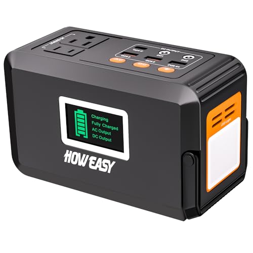 HOWEASY 120W Portable Power Bank, 24000mAh Portable Laptop Charger Battery Backup with 2 110V AC Outlets/ 3 DC Ports/2 USB QC3.0/LED Light for CPAP Outdoor Camping Travel Home Hurricane Emergency