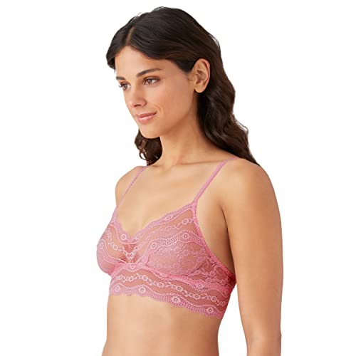 Image of b.tempt'd by Wacoal Women's Lace Kiss Sheer Unlined Wire Free Bralette, 910182, Sea Pink, X-Large