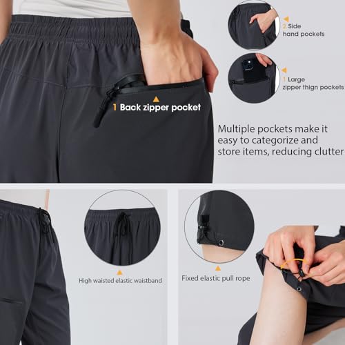 Women's Hiking Capris Quick Dry Lightweight Elastic Waist Cargo Capri with 4 Pockets UPF 50+ for Outdoor，Golf3