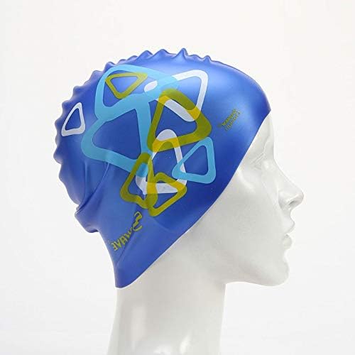 Llshww Silica Gel Swimming Cap, Wave Silica Gel Swimming Cap, Long Hair Silica Gel Swimming Cap