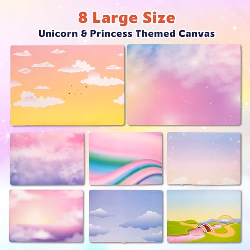 Image of TOYJOS Unicorn & Princess Foil Art and Craft Kit for Kids | No Mess No Glue DIY Activity | 220+ Pieces with Large Canvas | Screen-Free Creative Toy | Birthday Gift & Travel Toy for Girls Boys Ages 4 5 6 7 8 9