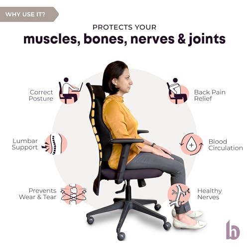 Image of betterhood PosturePro Premium Back Support Cushion for Office Chair and Car Seat | High Density 100% Memory Foam, Cotton Cover | Large Size | Orthopedic Ergonomic Lumbar Backrest for Back Pain (Black)