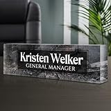Personalized Name Plate for Desk - Custom Engraved Name Plates for Man - Boss Day Gifts for Boss - Acrylic Office Decor Appreciation Gifts for Teacher Nurse Coworker Social Worker (Gray/Black)