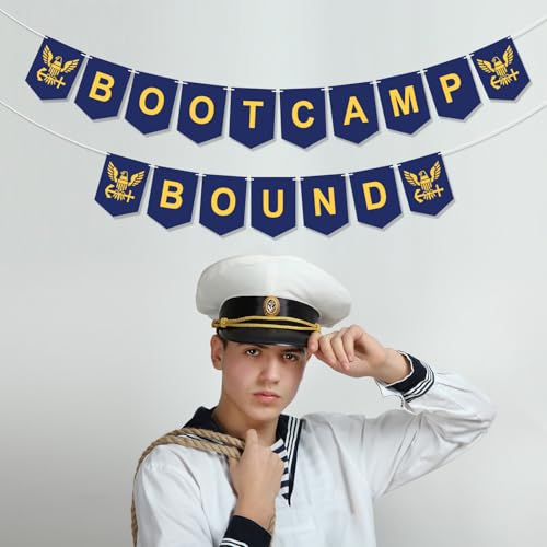 Image of Military Navy Theme Bootcamp Bound Banner,Bound Banner For Military Recruits Navy Farewell Party Welcome Ceremony Party