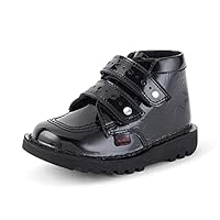 Kickers Infant Girl's Kick Hi Heart Vel Strap Ankle Boots | Extra Comfortable | Added Durability | Premium Quality, Patent Black, 7 UK Child
