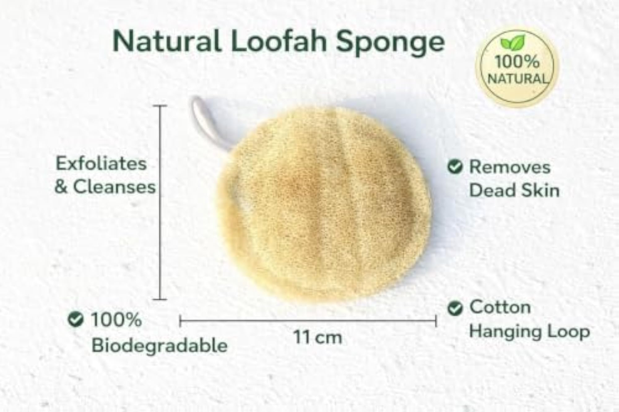 Natural Loofah Bath Scrubber Pack of 3, Exfoliating Sponge