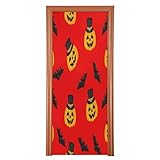 Flradish Dapper Pumpkin6226 Halloween Door Decoration Welcome Door Banner Washable Front Door Cover Party Decoration for Indoor Outdoor Home Decor 32 x 79 in