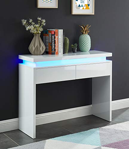BAÏTA Cosmos Console à LED, Blanc laqué, 100cm
