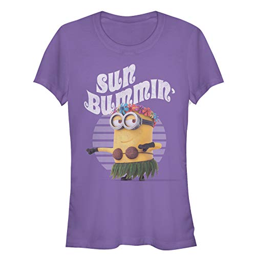 Minions Womens Sun Bummin Juniors Short Sleeve Tee Shirt Purple