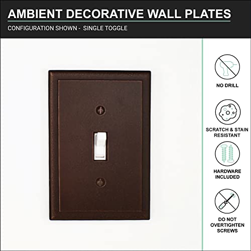 Questech Décor Switch Plate Single Blank Outlet Cover, 1-Gang Single Switch Standard Receptacle Cover, Blank Electrical Wall Plate, Decorative Ambient Design, Oil Rubbed Bronze Finish #TOP6