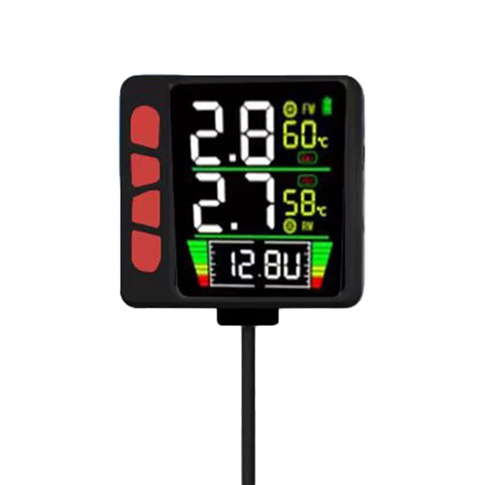 System monitorowania ciśnienia w oponach motocyklowych z alarmem temperatury, wodoodporny wyświetlacz LCD IP67 i szybkie ładowanie QC3.0 do motocykli, czarny