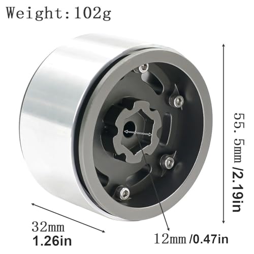 1.9 Metal Beadlock Wheels for 1/10 RC Crawler/Trail Truck, Compatible with Axial SCX10/Capra/TRX-4, CNC-Machined Alloy Rims Heavy-Duty Off-Road Performance Titanium
