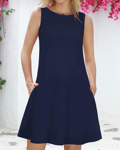 Image of Summer Dresses for Women Beach Boho Sleeveless Vintage Floral Flowy Pocket Tshirt Tank Sundresses 2026