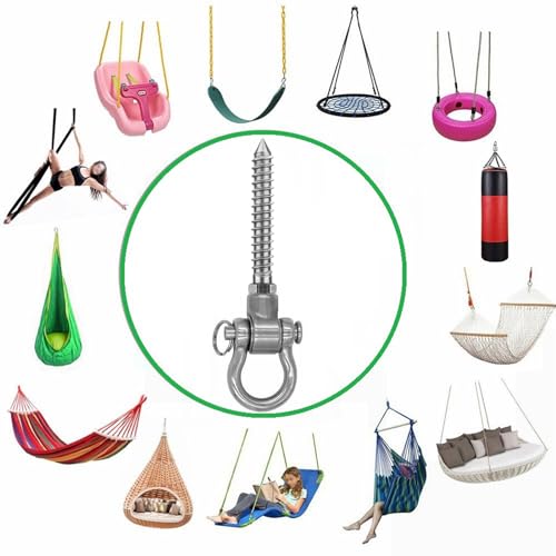 Dakzhou 4 Heavy Duty Swing Hangers Permanent Anti Rust Bearing, 1500 LBS, 180° Swing Hardware, Swing Frame for Yoga Hammock Chair sandbag Playground Accessories 304 Stainless Steel Color - Thumbnail 6
