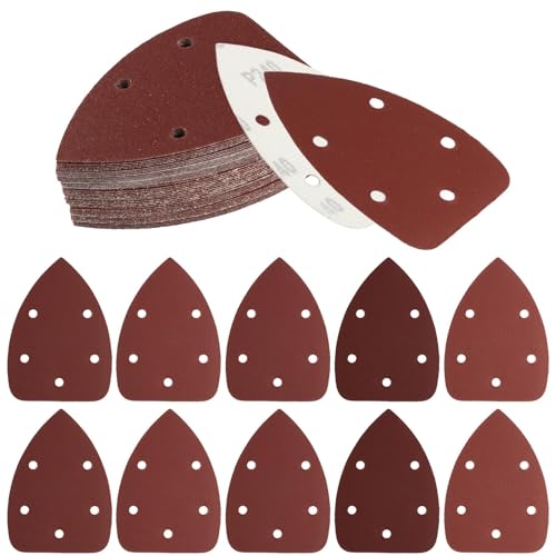 30 Multi Tool Sanding Pads Triangle Mouse Sanding Pads for Mouse Sander Pads Sheets 5 Hole Sanding Sheets Assorted 60 Grits Mouse Sandpaper for Electric Sander Detail Sander Pads