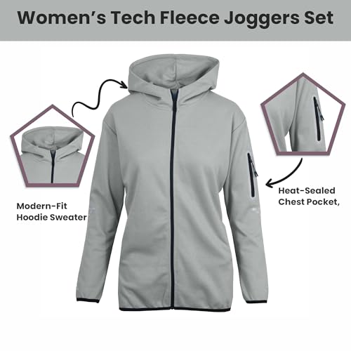 Galaxy by Harvic Womens 4-Piece Full Zip Hoodie & Jogger Tracksuit Sets, Sweatsuits with Pockets 2-Pack3