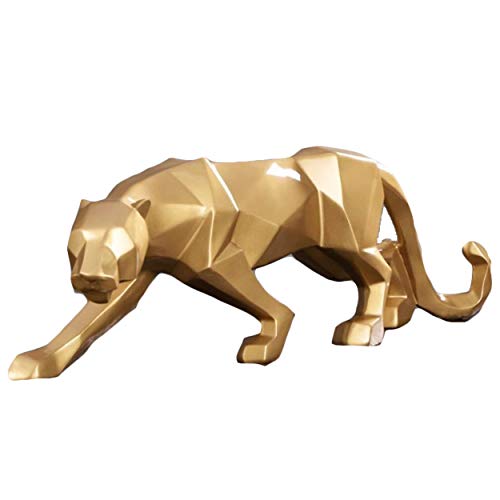 FJWYSANGU Abstract Leopard Statues Panther Sculpture Hand Craved Animal Resin Modern Home Decoration Small Gold