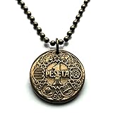 1944 Spain España Peseta coin pendant Spanish crown World War 2 era Madrid Barcelona Sevilla Malaga Asturias Granada Catalan Castile Leon Aragon Navarre Valencia Bilbao Zaragoza Coruña Toledo n000637