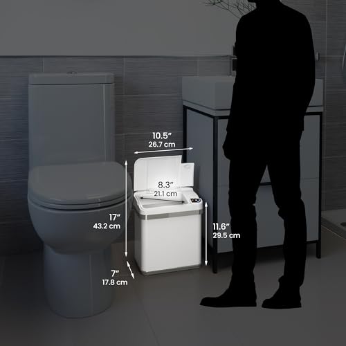 iTouchless 2.5 Gallon Sensor Bathroom Trash Can with AbsorbX Deodorizer and Air Freshener, Pearl White Waste Bin for Restroom, Bedroom and Office by iTouchless - Image 6