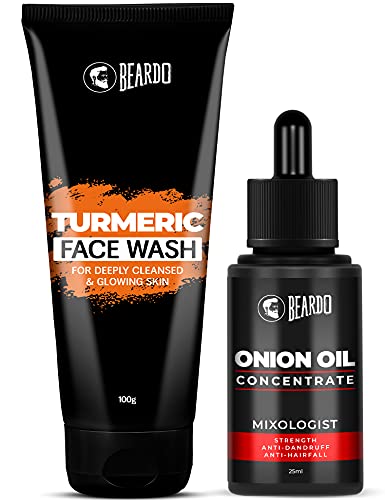 Beardo Onion Oil (25ml) and Turmeric Facewash for Men (100g)