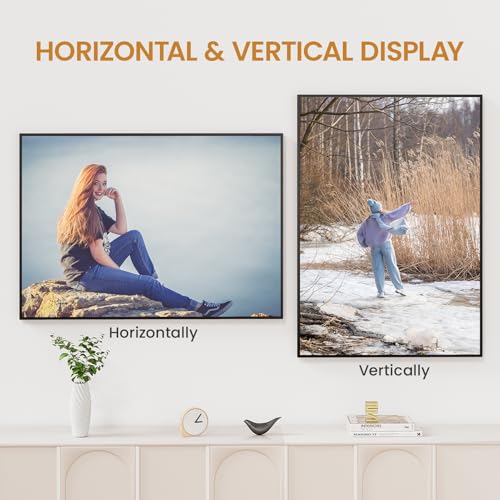 Image of 24x34 Aluminum Metal Picture Frame,Tempered Glass Black Photo Frame 24x34 for Family Photo,Posters,Art,Document to Wall Mount Horizontally or Vertically