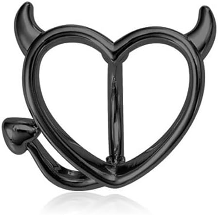 14G Devil Heart Reverse Belly Button Rings - 316L Stainless Steel Navel Rings - Curved Barbell Minimalist Belly Piercing Jewelry