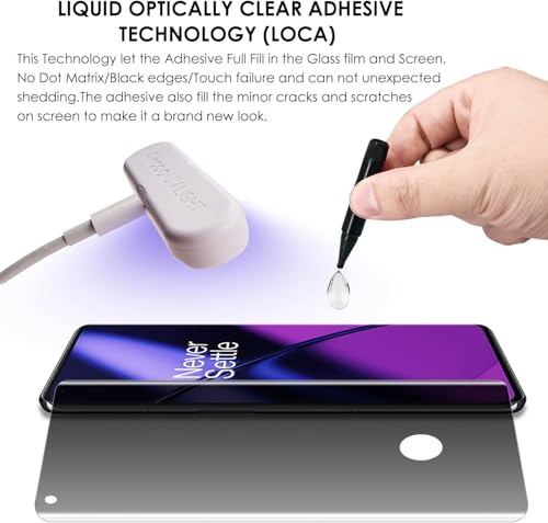 Image of Uyiton Privacy UV Tempered Glass for Oneplus 11R (6.74 Inch) | Anti-Spy Curved Screen Protector | 9H Hardness | Ultrasonic Fingerprint Compatible | HD Clarity | Bubble Free UV Installation | Case Friendly