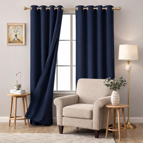 Image of STITCHNEST 'Solis Series' Premium Satin Room Darkening Curtains 7 Feet Long Set of 1 | Door Curtain 7 x 4 Feet | Blocks 70-80% Light | Ideal for Bedroom, Living Room & Home Decor