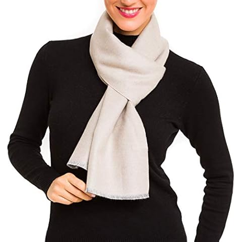 Scarf for Women Winter Fashion Reversible Warm Pashmina Shawl Wrap (AB-Beige-LT Gray) Cover