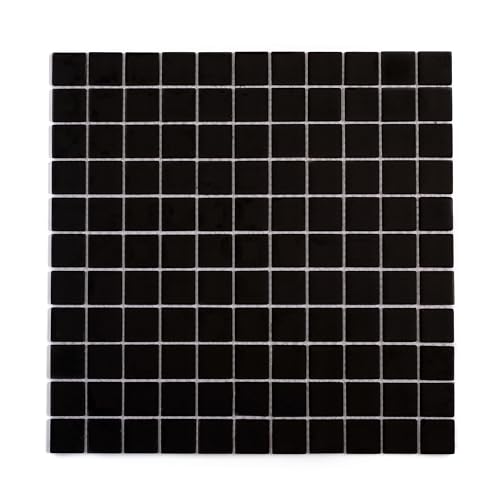 1x1 Square Mosaic Glass Tile Black 11.8x11.8 Matte 9.67 sq ft/case 10-Pack