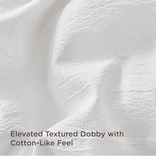 Image of Bedsure Textured Duvet Cover Queen Size - Cotton-Like Polyester Jacquard Duvet Cover Set for All Seasons - 3 Pieces Elevated Textured Dobby Soft Bedding Set, NO Comforter (White, Queen, 90 inchx 90 inch)