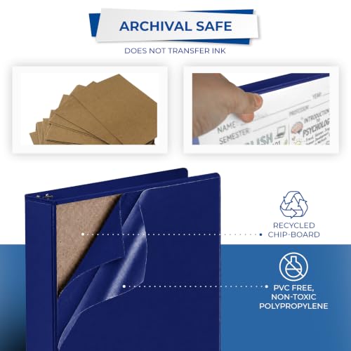 Image of Samsill Durable 1.5 inch 3 Ring Binder, D Ring Binder, 100% Recycled Chipboard, Blue, 12 Pack