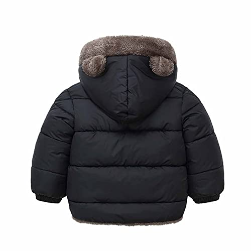 Kids Fleece Lined Puffer Jacket Bear Ears Hooded Winter Down Coat Zip Up Thickened Outerwear with Pockets 2-8 Years3