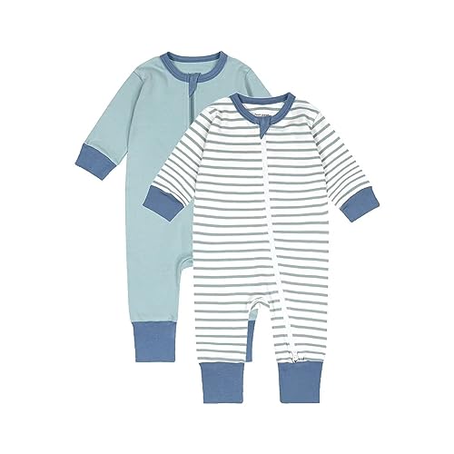 Teach Leanbh Toddler Baby Boys Girls 2-Pack Pajamas Cotton 2 Way Zipper Long Sleeve Footless Romper Sleep and Play