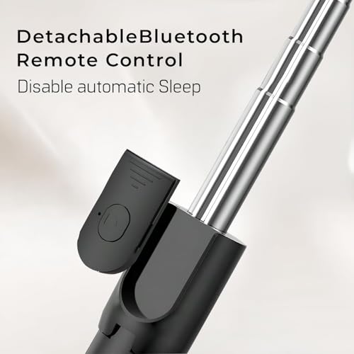 Image of BESTOR Selfie Stick Tripod with Wireless Remote, Extendable 3-in-1 Bluetooth Stand for Vlogging, Photography, Reels & Video Calls, Compact & Portable (Black)